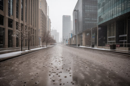 windstorm gusts and hailstones pounding down on city streets, created with generative aiの素材