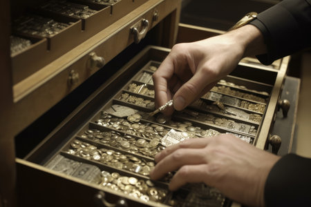 safe deposit box opening, revealing collection of valuable and rare artifacts, created with generative aiの素材