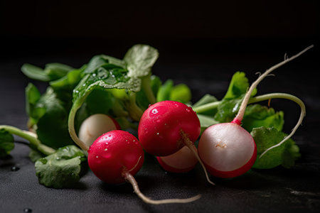 close-up of radish, with its peppery and refreshing taste, created with generative aiの素材