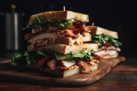 upscale sandwich shop, with creations such as the blt or club sandwich, created with generative aiの素材