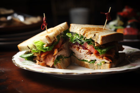 upscale sandwich shop, with creations such as the blt or club sandwich, created with generative aiの素材