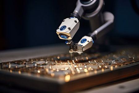 precision welding robot performing delicate welds on fine jewelry, created with generative aiの素材
