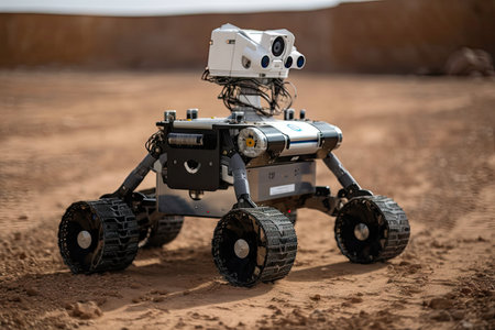 robot using its advanced safety features to avoid obstacles and complete its mission, created with generative aiの素材