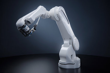robotic arm with safety features, preventing it from coming into contact with any dangerous part of the environment, created with generative aiの素材