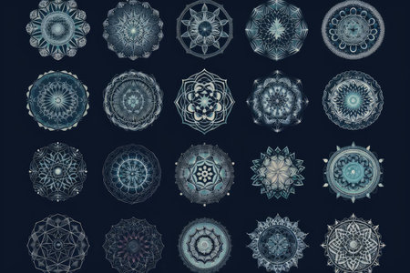 collection of sacred geometry and mandalas, with each design unique, created with generative aiの素材