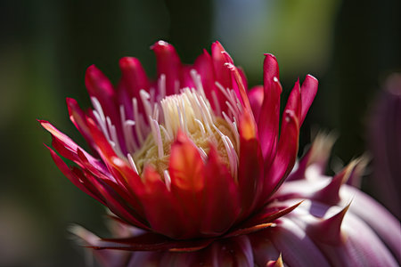 close-up of a cactus flower, its petals in full bloom, created with generative aiの素材