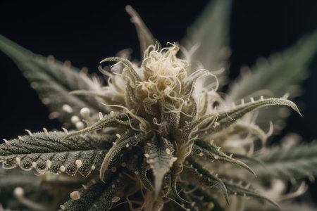 close-up of cannabis flower, with intricate details visible, created with generative aiの素材