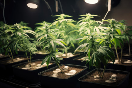 series of photos showing the entire process of growing and harvesting cannabis plants, created with generative aiの素材