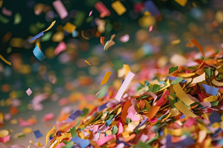 close-up of colorful confetti swirling in the air, created with generative aiの素材