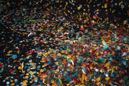 confetti storm, with continuous stream of colorful confetti raining down, created with generative aiの素材