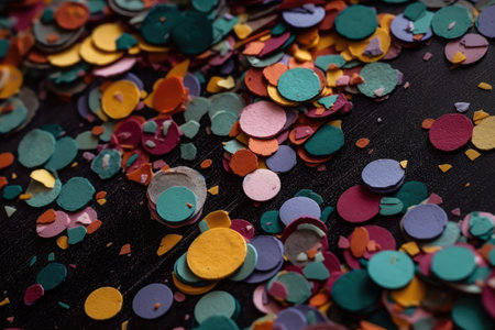 close-up of colorful confetti, with textured background, created with generative aiの素材
