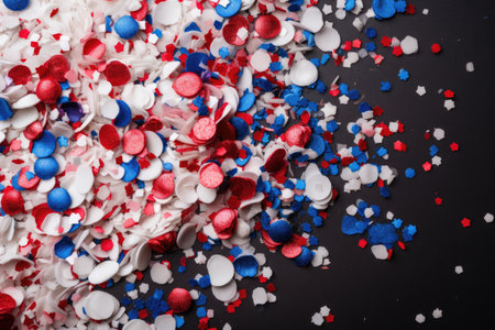 patriotic and colorful confetti for the 4th of july holiday, created with generative aiの素材