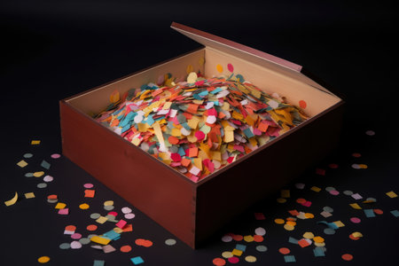 box filled with colorful confetti for special occasion, created with generative aiの素材