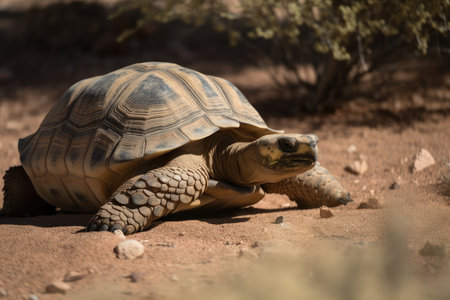 desert tortoise basking in the warm sun, created with generative aiの素材