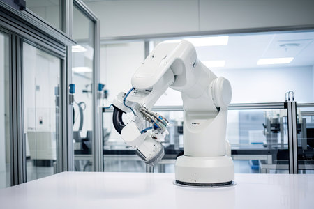 cleanroom robot, performing delicate with precision and accuracy, created with generative aiの素材