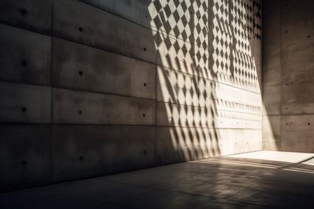 abstract composition of concrete wall, with shadows and lights creating texture and mood, created with generative aiの素材