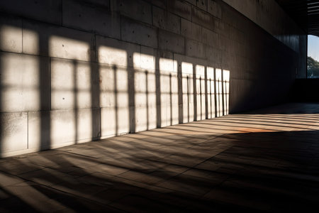 abstract composition of concrete wall, with shadows and lights creating texture and mood, created with generative aiの素材