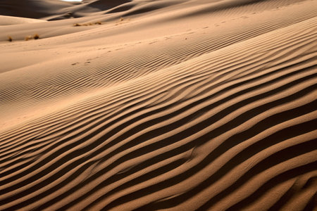 close-up of sand dune, with the wind creating undulating patterns, created with generative aiの素材