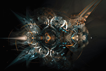 abstract art piece with fractal patterns and geometric shapes, created with generative aiの素材