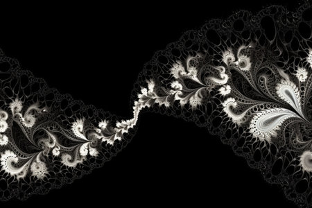 fractal pattern on black background, with white accents, created with generative aiの素材