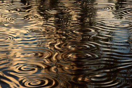 fractal pattern on the surface of a pond, with reflections and ripples, created with generative aiの素材