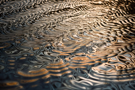 fractal pattern on the surface of a pond, with reflections and ripples, created with generative aiの素材