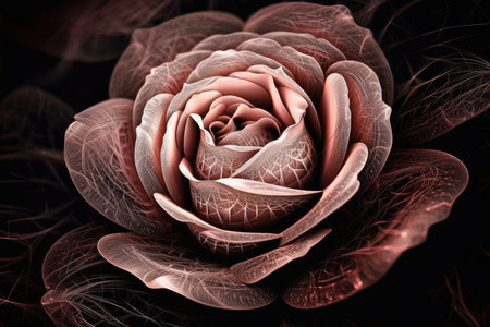 fractal pattern of a rose, showing the delicate yet stunningly intricate details, created with generative aiの素材
