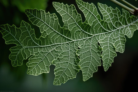nature-inspired fractal pattern on leaf, created with generative aiの素材