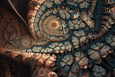 a close-up of a fractal pattern, showing its intricate details, created with generative aiの素材