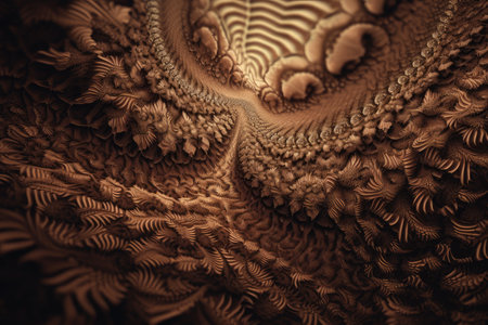 close-up of fractal pattern, with infinite details visible at any magnification, created with generative aiの素材