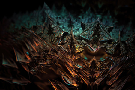 fractal pattern on the surface of a crystal, reflecting its internal structure and symmetry, created with generative aiの素材