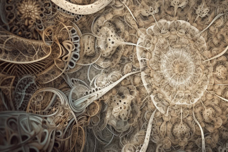 close-up of intricate fractal pattern, with every detail in focus, created with generative aiの素材