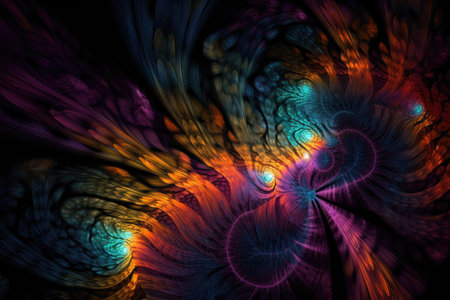 fractal pattern on abstract background of bright colors, created with generative aiの素材