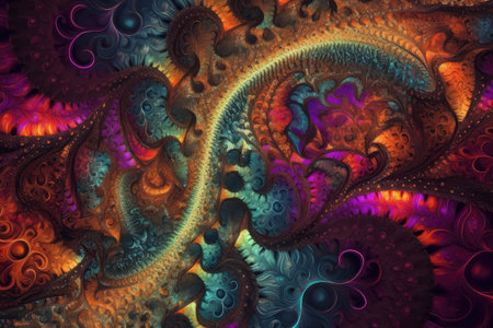 abstract fractal pattern with vibrant colors and intricate details, created with generative aiの素材