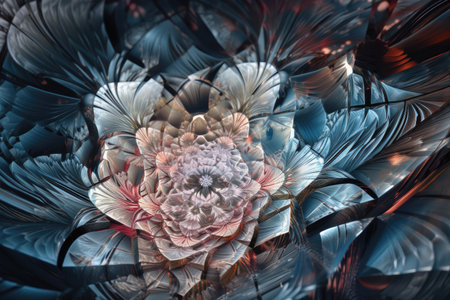 fractal pattern on the surface of a crystal, created with generative aiの素材