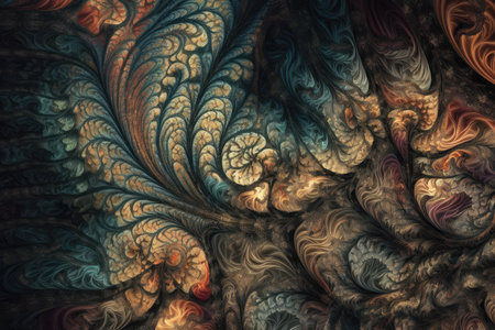 a fractal pattern of intricate shapes and colors, created with generative aiの素材