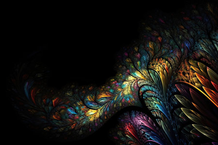 colorful fractal pattern on black background, created with generative aiの素材