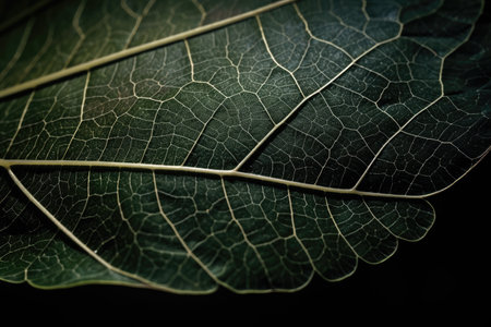 closeup of leaf, with thousands of intricate and delicate veins visible, created with generative aiの素材