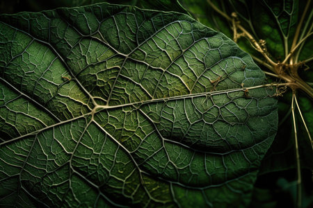 plant leaf explosion, with a macro view of the intricate details of each individual leaf, created with generative aiの素材