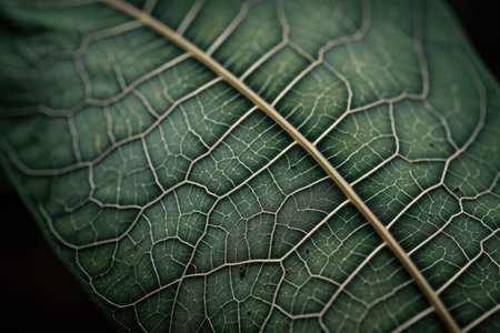close-up of plant leaf, with intricate details visible, created with generative aiの素材