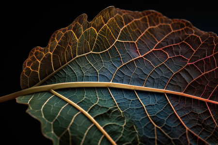plant leaf explosion, with close-up of the leaves intricate and delicate veins, created with generative aiの素材
