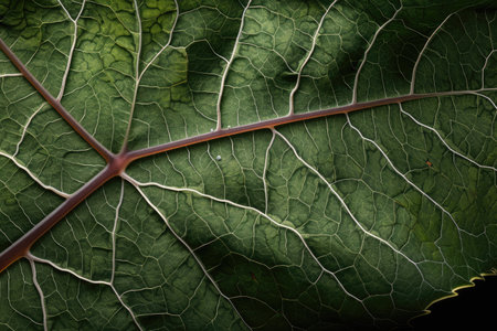 plant leaf explosion, with close-up of individual leaves and their intricate veins, created with generative aiの素材