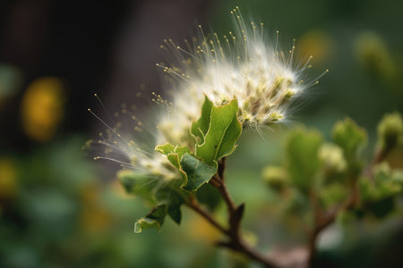 plant leaf explosion, with leaves bursting from the stem in full bloom, created with generative aiの素材