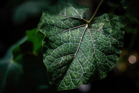 close-up of plant leaf explosion, with individual leaves and veins in focus, created with generative aiの素材