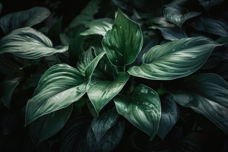 multiple plant leaves bursting with life, showcasing the power and beauty of nature, created with generative aiの素材