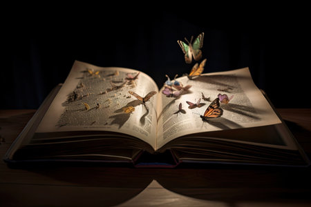 magical book, with pages that flip and change on their own, revealing new stories, created with generative aiの素材