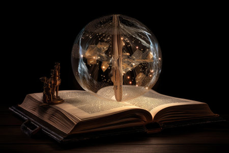 magical book, with open pages, revealing its secrets to the world, created with generative aiの素材