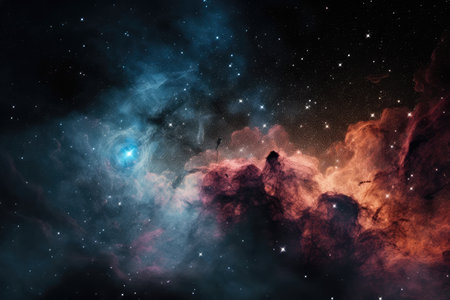 nebulae and star clusters against the backdrop of a black hole or nebula background, created with generative aiの素材