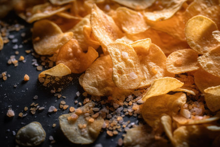 close-up of sprinkle chips with light and crispy texture, created with generative aiの素材