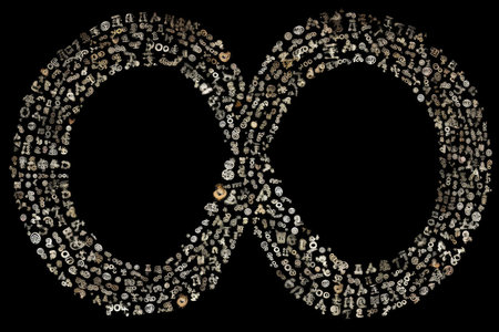 infinity sign made up of individual symbols or characters, each one unique, created with generative aiの素材
